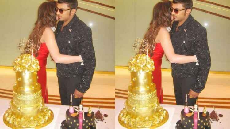 Urvashi Birthday gold cake